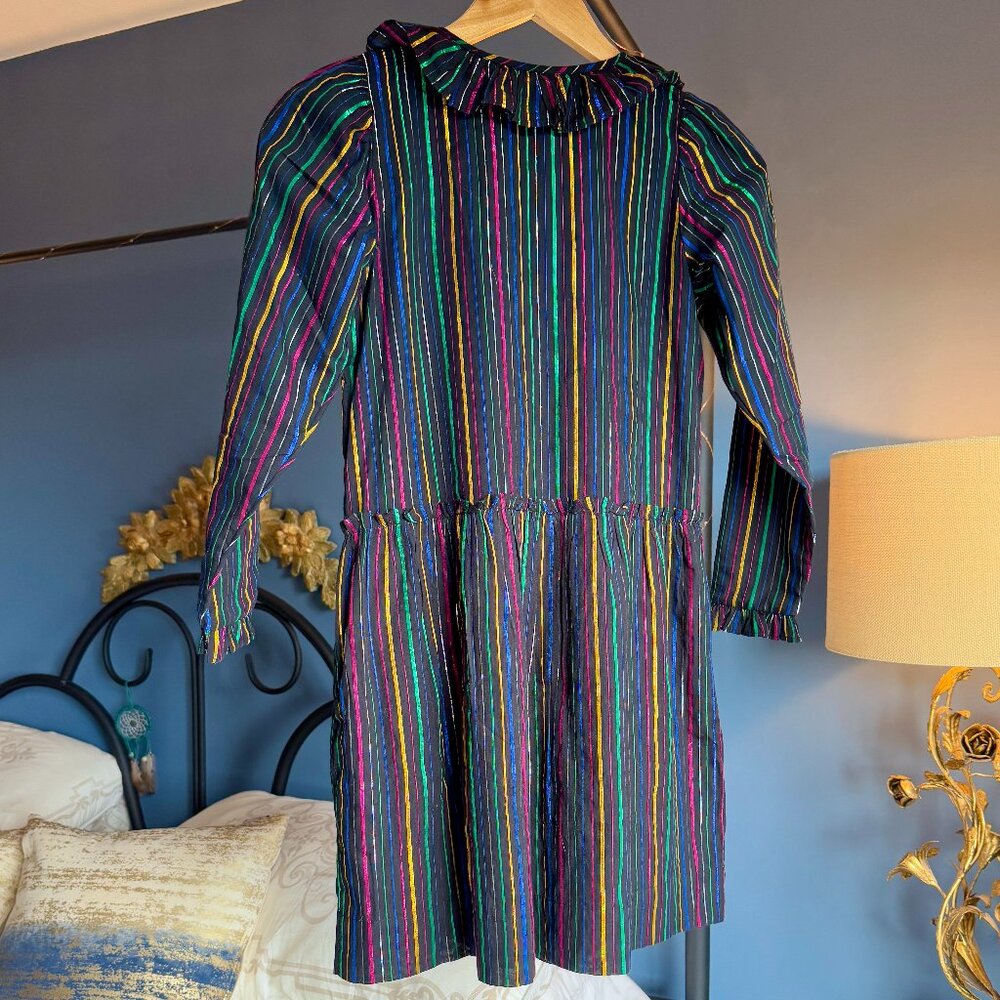 NWT Stella McCartney Kids Rainbow Striped Lurex Metallic Dress - Picture 6 of 12